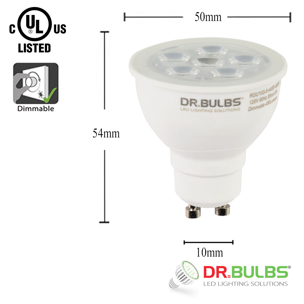Dr.Bulbs MR16 GU10 5W (Replace 50W Halogen) Soft White Dimmable LED Bulb RGU10G-5-340D