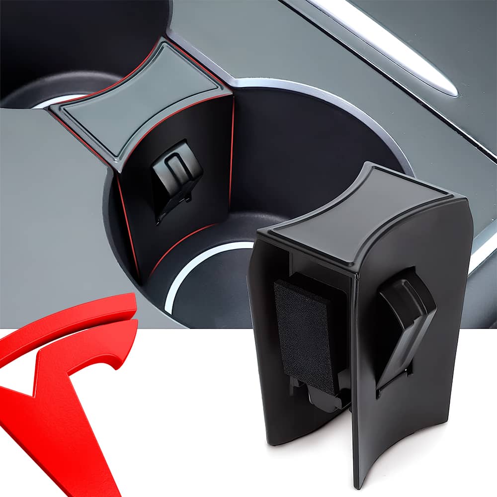 Cup Holder Limit Clip Anti-Shake Black Non-Slip Cup Holder Insert Divider for Tesla Model 3 / Y 2017-2021 Car Center Console