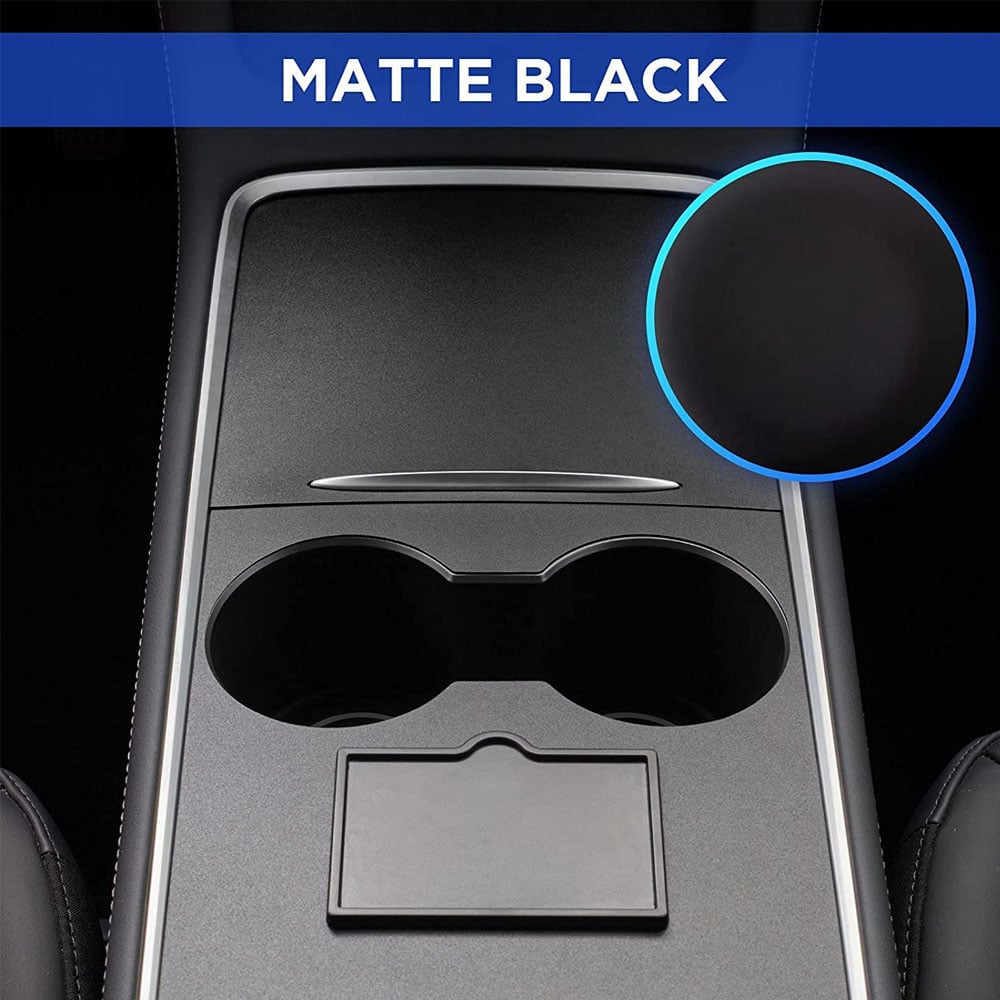 2021 2022 Tesla Model 3 Model Y Center Console Ultra Slim Cover Kit ABS Carbon Fiber Pattern Center Console Protector Accessories - Matte Black